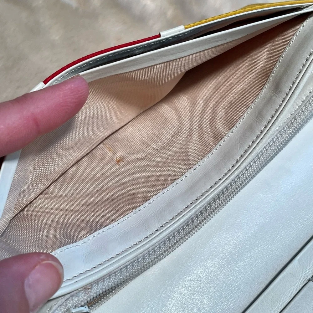 PRADA ❤️💛 nylon and white leather WOC wallet with unbranded insert and chain - Picture 9 of 16